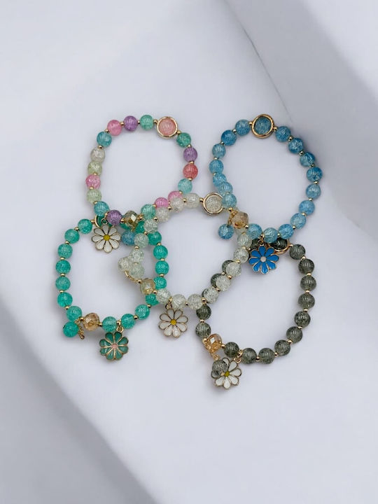 Elastic Cut Glass Multicolored Beaded Daisy Bracelet