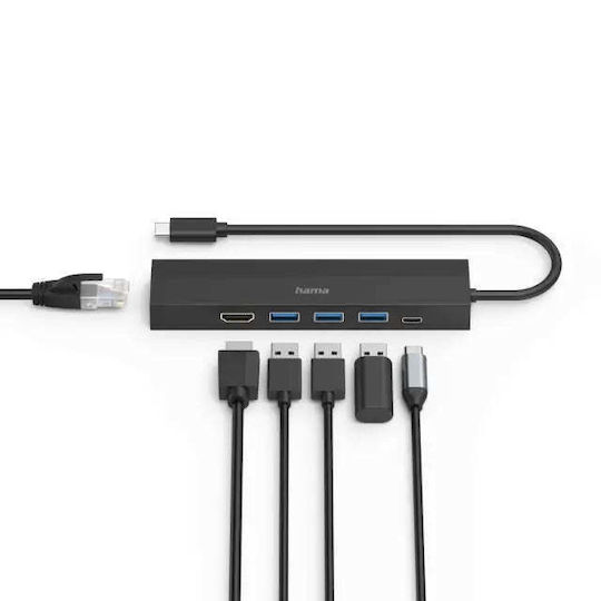 HAMA USB-C Docking Station with HDMI 4K Ethernet Black (00200144)