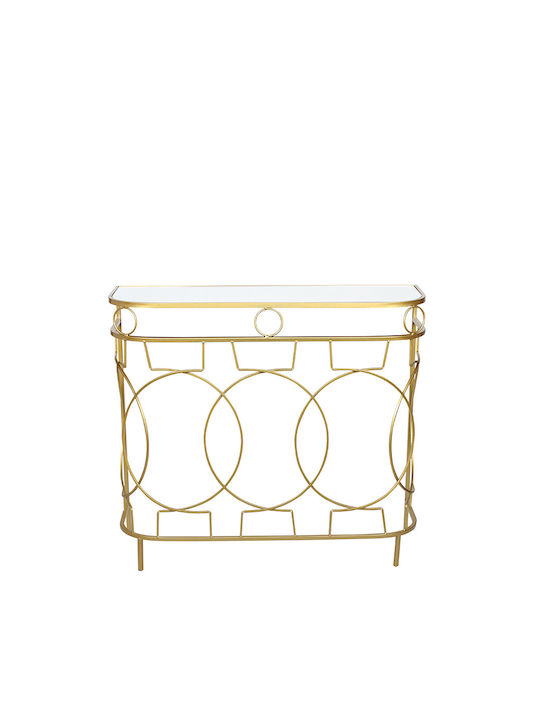 Console Table Metal with Glass Surface Gold L91xW29xH81cm