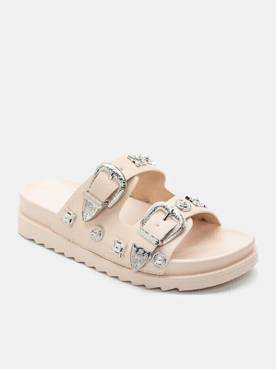Women's Flat Sandals Flatforms in Beige Color