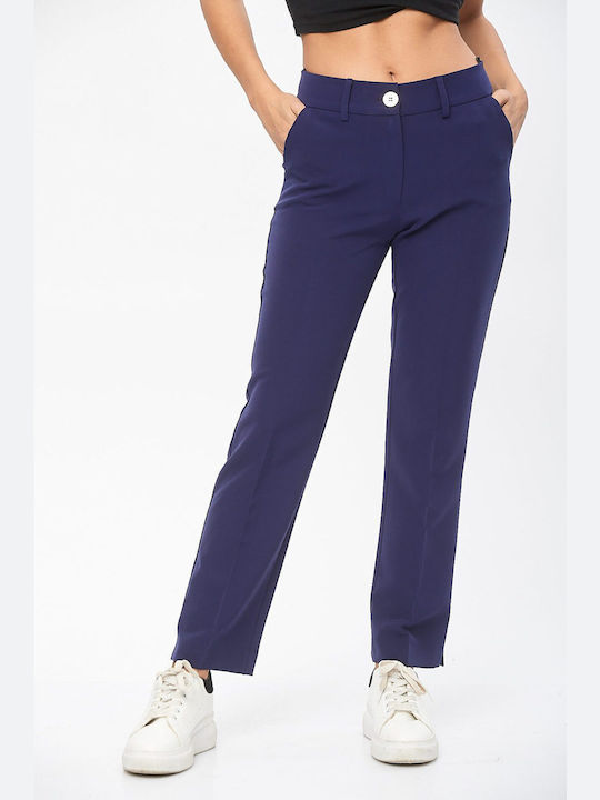 Donna Martha Damen Stoff Hose Blue