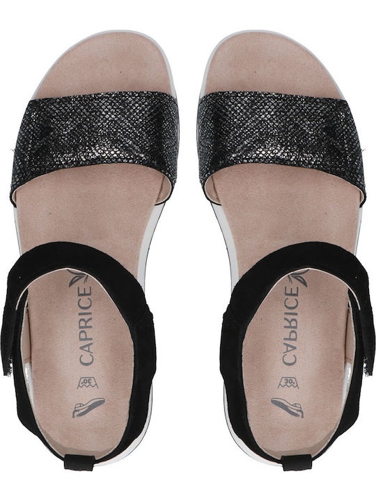 Leather Women's Flat Sandals Anatomic in Black Color