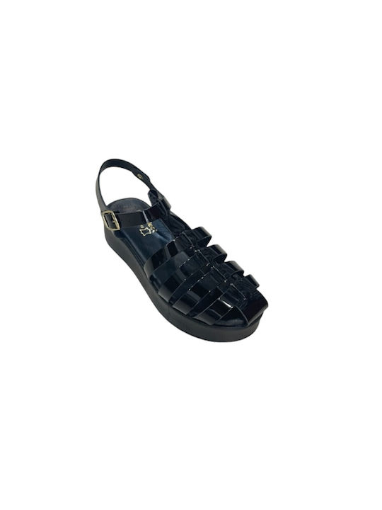 Benefeet Leather Women's Flat Sandals in Black Color