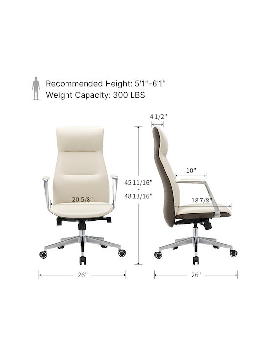Reclining Office Chair with Fixed Arms White Eureka Ergonomic