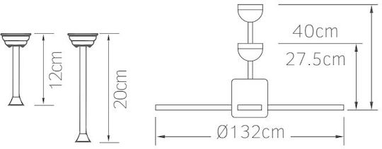 Lineme Meino Ventilator De Tavan 132cm Maro / Negru