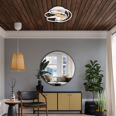 Eurolamp Deckenventilator 68cm mit Licht und Fernbedienung Weiß