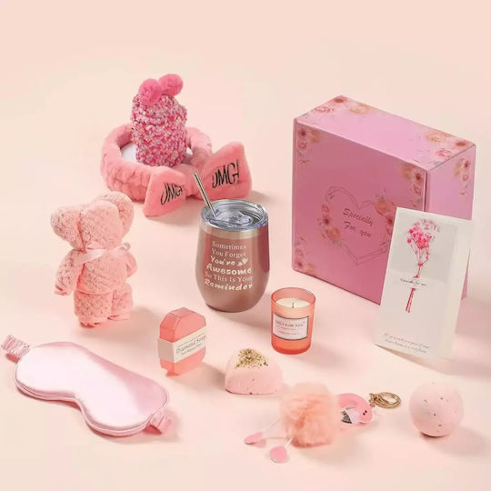 Set Cadou Spa pentru Femei Pachet de Îngrijire a Băii Roz