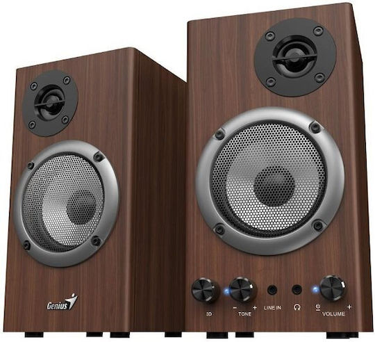 Genius Sp-hf 500b 31730047400 Двойка Hi-Fi Говорители Bookself 16W 2 Брой шофьори Кафяв