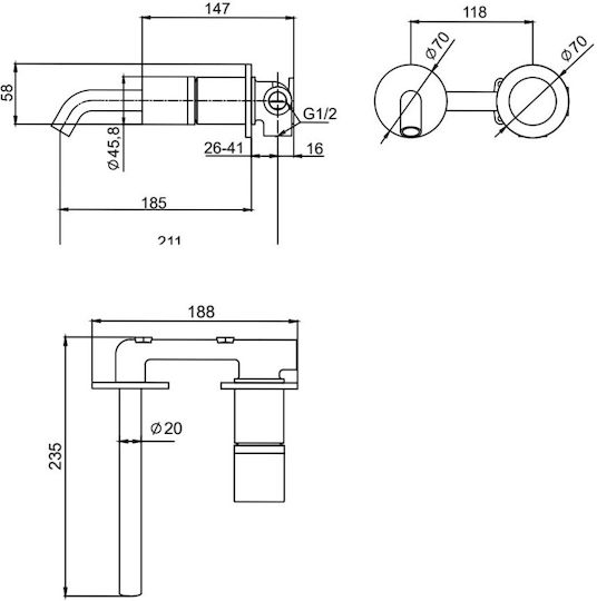 Karag Joan Built-in Faucet Mixer for for Bathroom Sink White