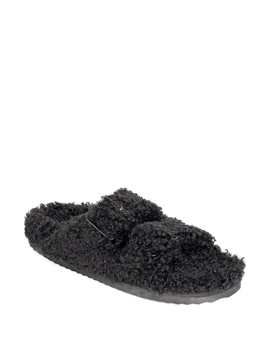 COLORS OF CALIFORNIA SLIPPERS IN ECOLOGICAL WOOL - Black FUR018/BLACK