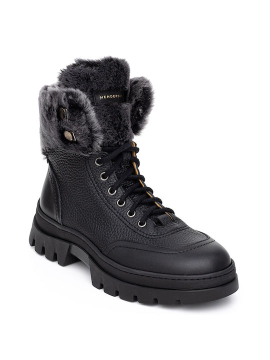 HENDERSON HANDRAILED LEATHER BOOTS WITH WOOL - Black ARINA/NERO