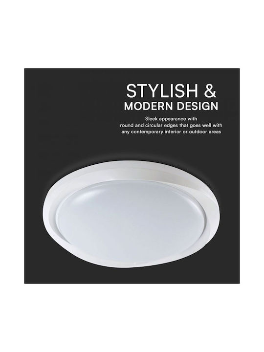 V-TAC Στρογγυλό Εξωτερικό LED Panel 30W με Φυσικό Λευκό Φως