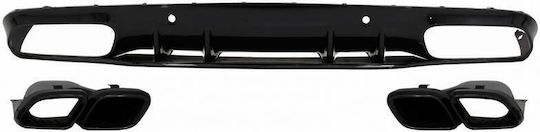 Rear Bumper Diffuser Mercedes-benz C-class C205 Coupe 14-21 Amg 63 Look Black Fins Mercedes Benz Carver