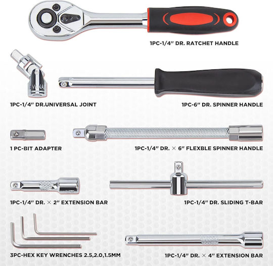 Ratschen- & Steckschlüssel-Sets 1\4" 53Stück