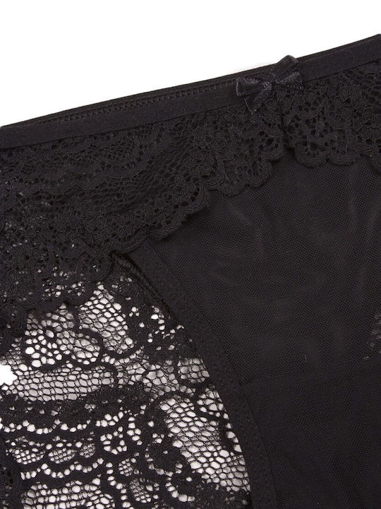 Cindy Damen Slip MultiPack mit Spitze Schwarz