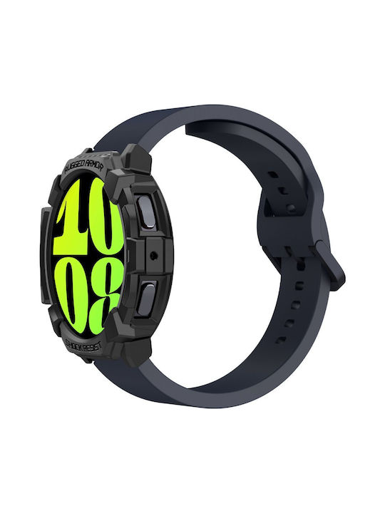 Spigen Rugged Armor Silicone Case in Black color for Samsung Galaxy Watch 7 (44 mm)