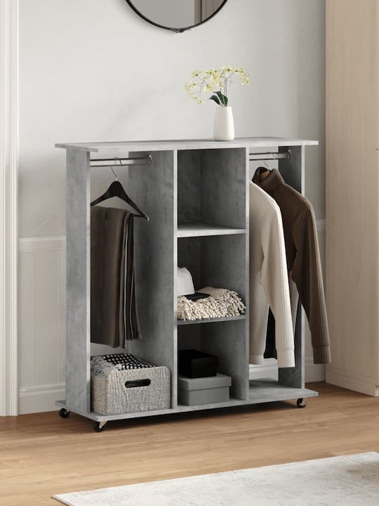 vidaXL Wheeled Floor Garment Rack made of Wood Gray 102x38x110cm