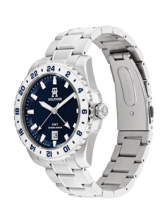 Tommy Hilfiger Ανδρικό Ρολόι 42mm Μπαταρίας με Ασημί Μεταλλικό Μπρασελέ