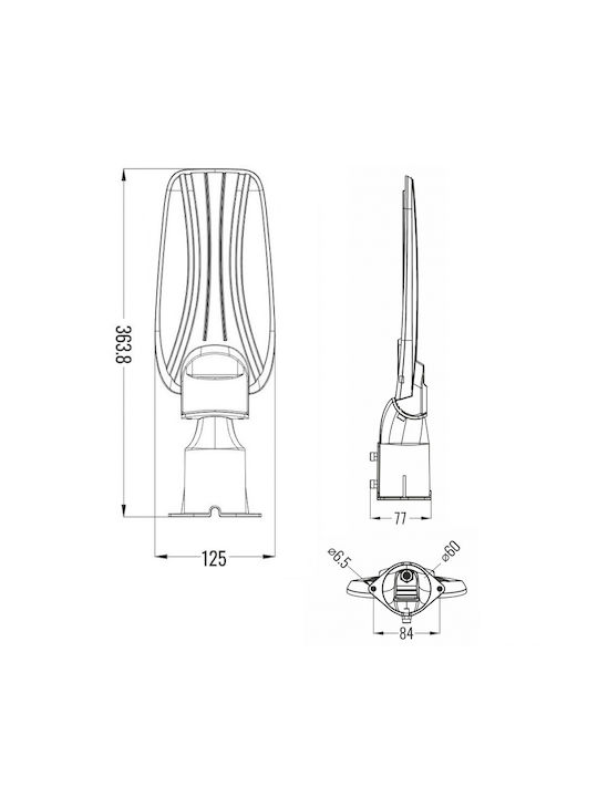 Eco Light Außenstehlampe LED Straße 30W mit Kaltweiß Licht IP65 Grau