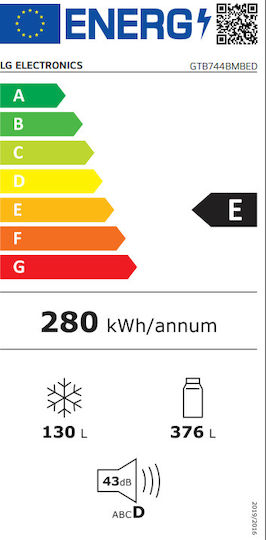 Frigider cu două uși 506lt Total NoFrost Î180xL78xA70cm. Negru GTB744BMBED