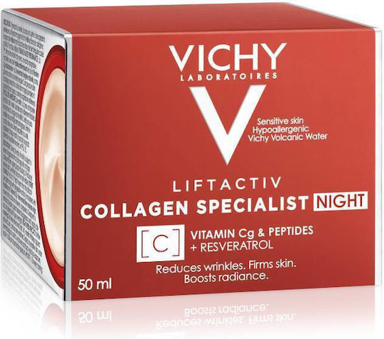 Liftactiv Collagen Specialist Cremă de Față de Noapte pentru Anti-îmbătrânire, Tonifiere și Strălucire cu Vitamina C și Colagen 50ml