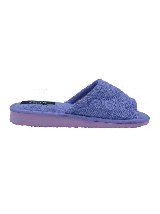 Toweling Slippers Kolovos Fabric Cotton Lilac