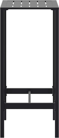 Square Table Bar Metallic Black Velvet-Black Metal 50x50x110cm