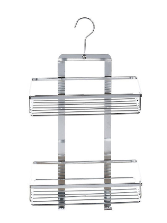 ArteLibre Montat pe perete Raft Baie Metal cu 2 Rafturi 26x11x38cm Argintie