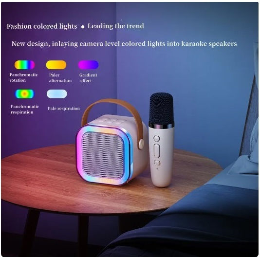 Karaoke Speaker With Wireless Microphone And Lighting Effects K12 White