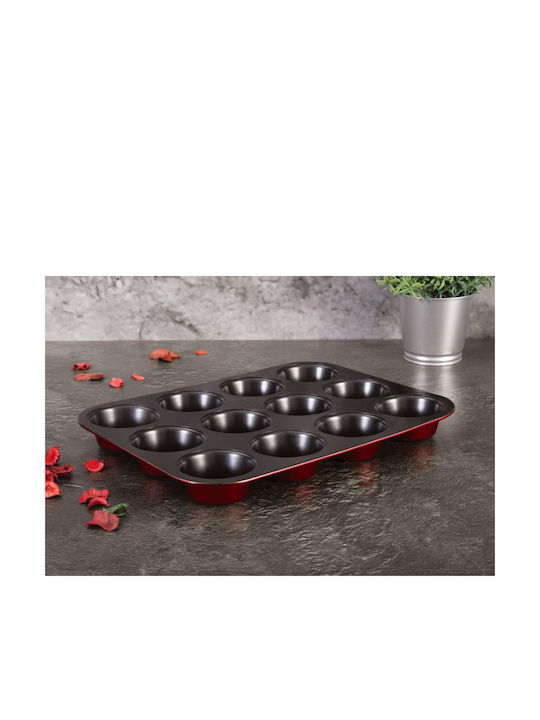 Berlinger Haus Non-stick Aluminum Cupcakes & Muffins 12 Cups Baking Pan Metallic Line Burgundy Collection 35x26.5cm