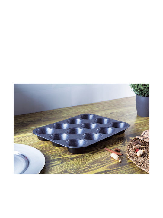 Berlinger Haus Black Silver Collection Φόρμα Ζαχαροπλαστικής για Cupcakes/Muffins από Αλουμίνιο 12 Θέσεων 35x26.5εκ.