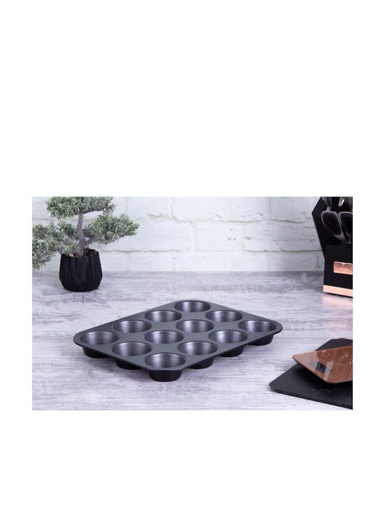 Berlinger Haus Black Silver Collection Φόρμα Ζαχαροπλαστικής για Cupcakes/Muffins από Αλουμίνιο 12 Θέσεων 35x26.5εκ.