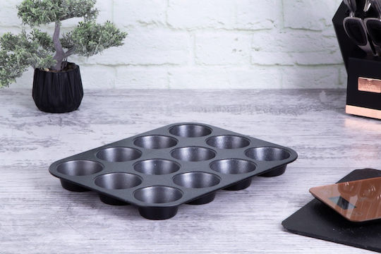 Berlinger Haus Black Silver Collection Форма за сладкарство за къпкейкове/мъфини от алуминий 12 места 35x26.5бр 1бр