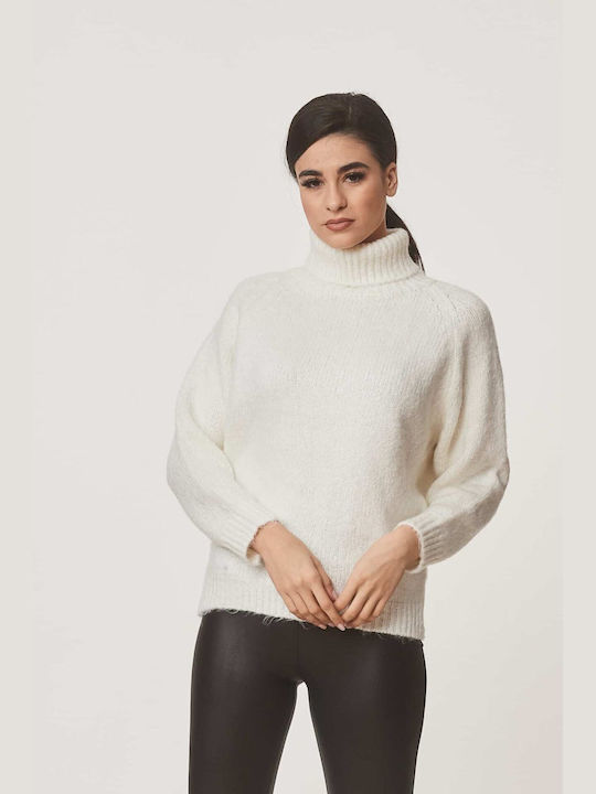 Dress Up Women's Sweater Woolen Turtleneck White