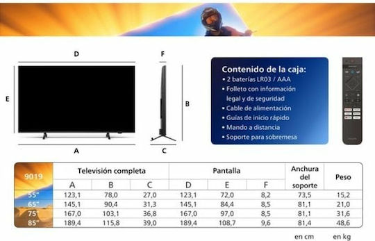 Philips Smart Τηλεόραση 55" 4K UHD Mini LED PML9019 HDR (2024) 55PML9019/12