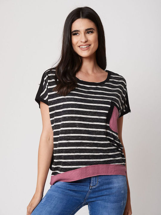 Dress Up Women's Blouse Striped Black