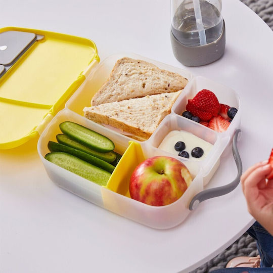 B.Box Mini Lunchbox Plastik Kinder Lebensmittelbehälter 2Es Yellow Grey 23.5 x 21.5 x 6.5cm
