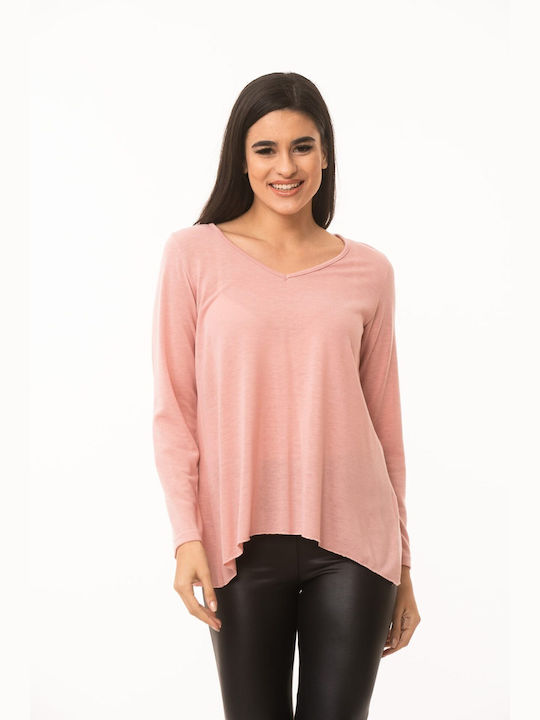 Dress Up Damen Bluse mit V-Ausschnitt Pink