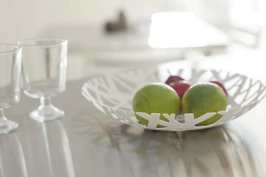 Yamazaki Tower Fruit Bowl Metallic White 26x26cm