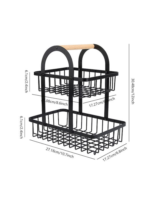 Obstschale Metallisch 2 Niveaus Schwarz 37x30x18.5cm
