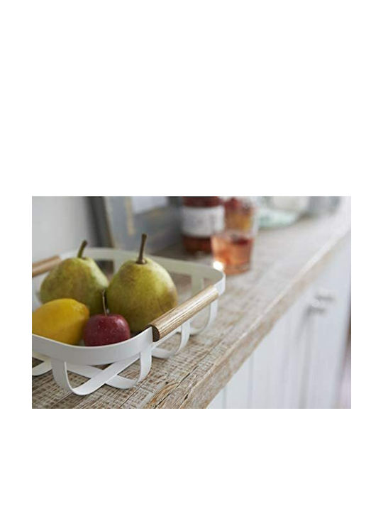 Yamazaki Obstschale Metallisch Weiß 25x25x5cm