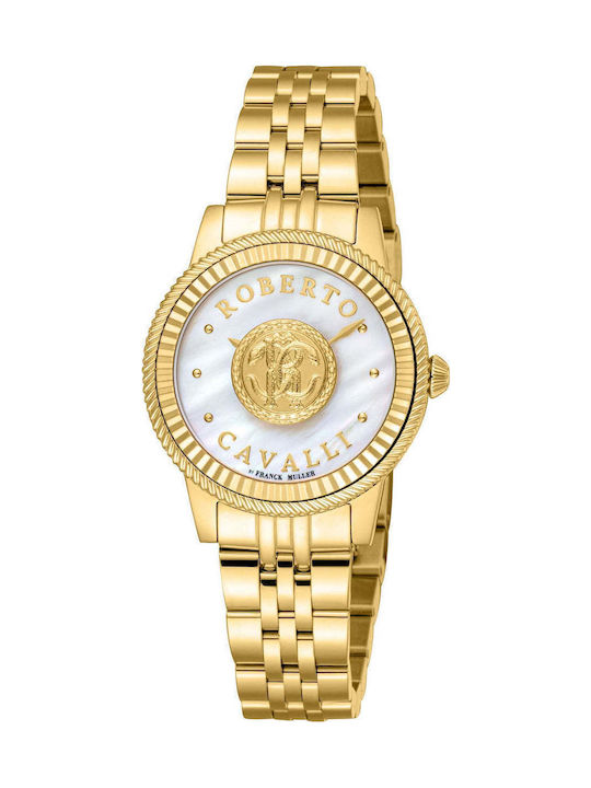 Roberto Cavalli Damen Uhr mit Gold Metallarmband