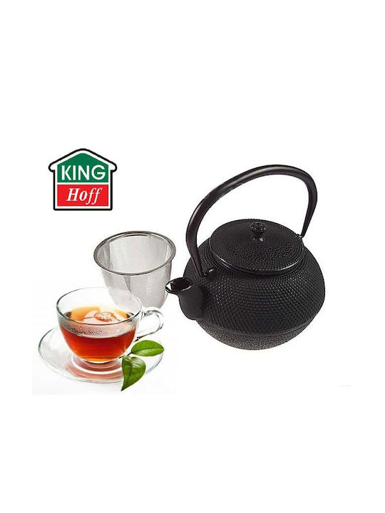 KING Hoff Τσαγιέρα Μαντεμένια Μαύρη 1200ml