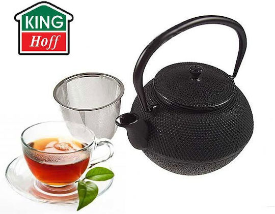 KING Hoff Τσαγιέρα Μαντεμένια Μαύρη 1200ml