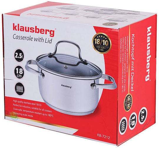 Klausberg Βαθιά Ανοξείδωτη Κατσαρόλα 2.5lt / 18cm