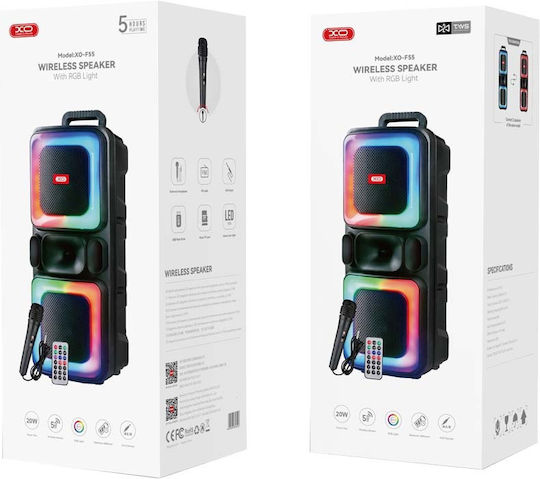 XO Karaoke Speaker With Wired Microphone And Lighting Effects F55 16.004.0052 Black