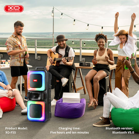 XO Karaoke Speaker With Wired Microphone And Lighting Effects F55 16.004.0052 Black
