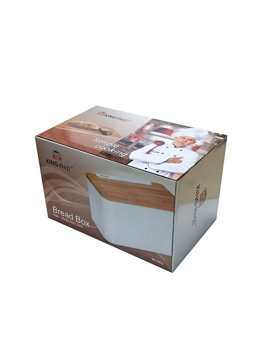 KING Hoff Bread Box Wooden White 35x20.4x21.5cm