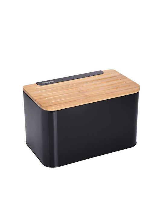 KING Hoff Bread Box Wooden Black 35x20.4x21.5cm
