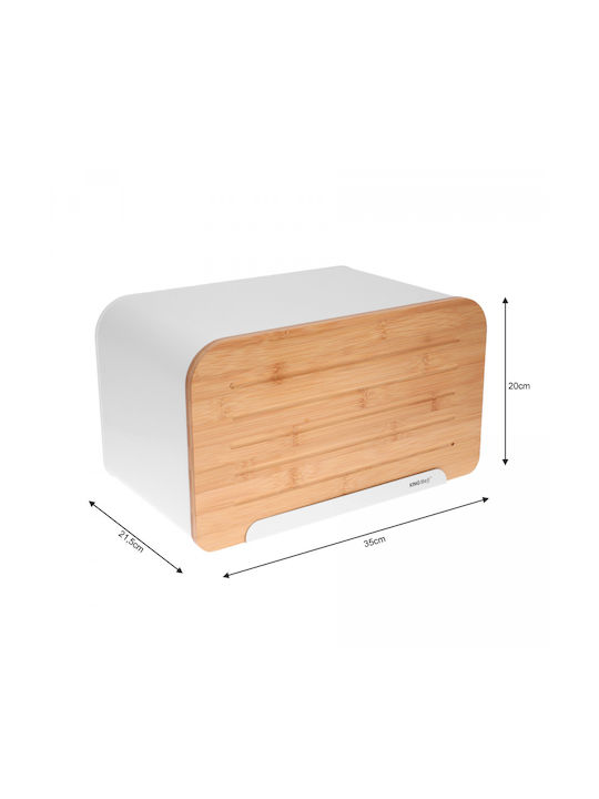 KING Hoff Bread Box Wooden White 35x20.4x21.5cm